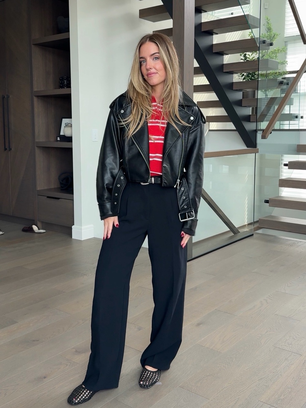 Cropped Faux Leather Jacket